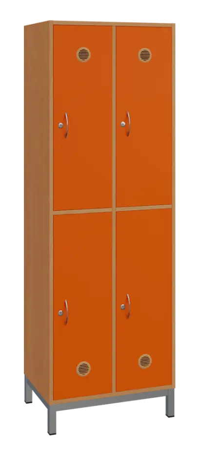 SBS-2222 šatní skříň 4-boxová, 1800x600x400 mm, kovové nohy, korpus buk royal, dvířka pomeranč